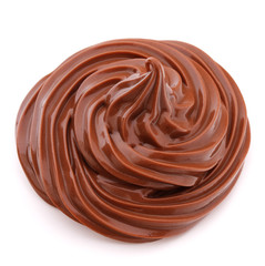 Chocolate cream swirl isolated on white background cutout