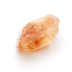 Brown caramelized lump cane sugar cube isolated on white backgro