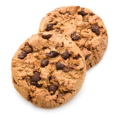 Chocolate cookies isolated on white background cutout