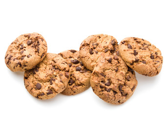 Chocolate cookies isolated on white background cutout