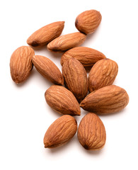 almond nuts isolated on white background close up