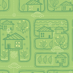 Town streets seamless pattern background