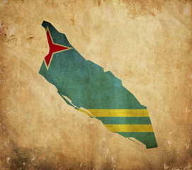 Vintage map of Aruna on grunge paper