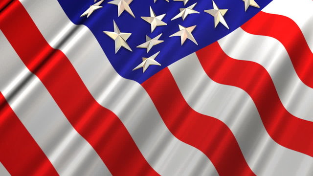 American Flag in Wind Metallic 3D Stars (Loop)