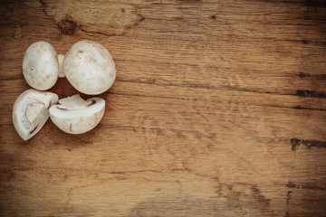 Food. Fresh white mushrooms champigonons