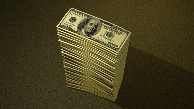 Hundred Dollar Bill Growing Pile