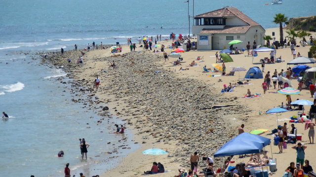 Time Lapse of Crowded Santa Monica Beach California