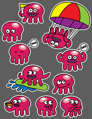 emotions octopus set of stickers