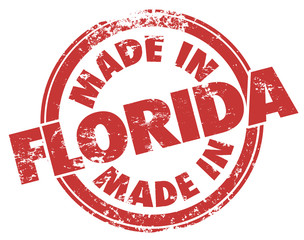 Made in Florida Stamp Red Ink Grunge FL Product Service