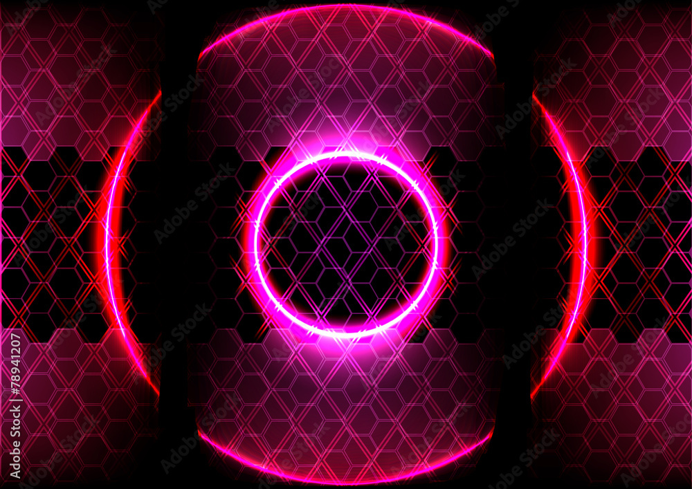 Poster abstract circle lighting and hexagon background technology