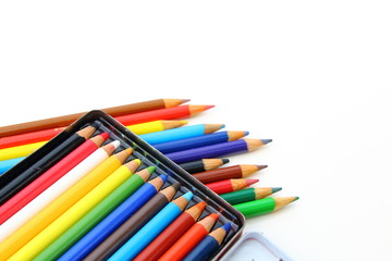 Color pencils isolated over white background