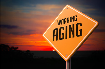 Aging on Warning Road Sign.