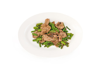 Stirfried Pork with Shrimp paste and String Beans (Thai food)