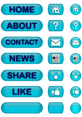 Cyan Glossy Website Buttons