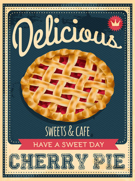 Vector Vintage Styled Cherry Pie Poster