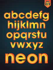 Fototapeta na wymiar vector shiny neon font part 2