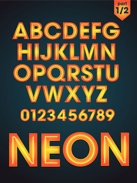 vector shiny neon font part 1