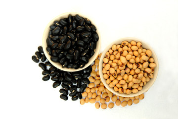 black bean and soy bean in the bowl