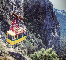 Ropeway in Yalta leading to the top of Ai-Petri mountain