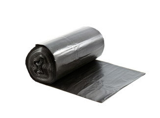 roll of disposable trash bags isolated over white background.Sto