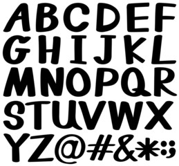 Letters of the alphabet in black color