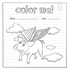 Worksheet with a pig