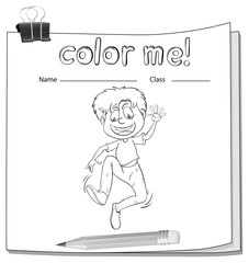 Worksheet showing a boy