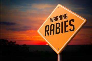 Rabies on Warning Road Sign.