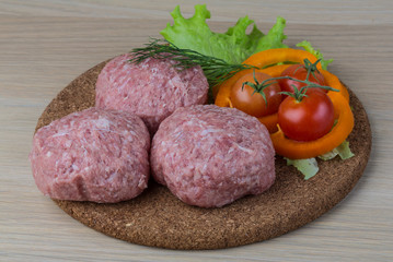 Raw burger cutlet