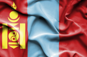 Mongolia waving flag