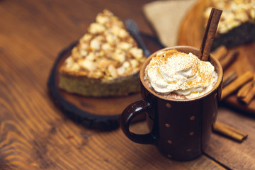 Homemade pie with poppy seeds and almond flakes