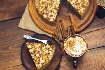 Homemade pie with poppy seeds and almond flakes