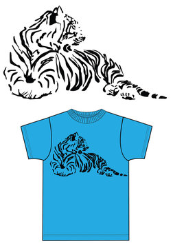 Blue T-shirt With A Tiger