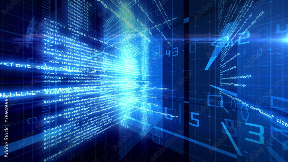 Aufkleber data code digital technology animation 4k
