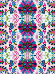 .The ornament of the pieces of fabric with a pattern