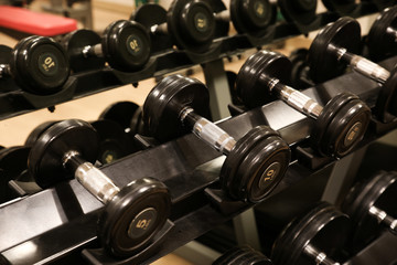 Room with gym equipment in the sport club