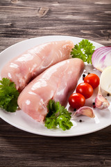 Raw chicken fillets