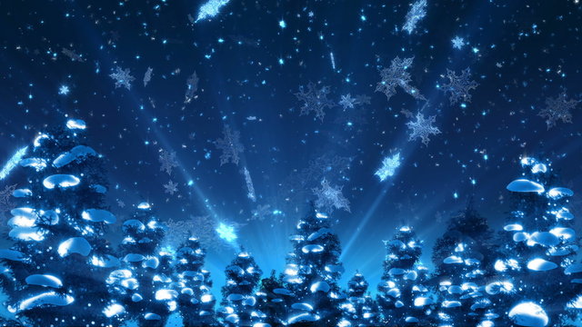 Christmas Trees and Snow (4K HD Animation Loop)