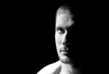 Black and white portrait of man