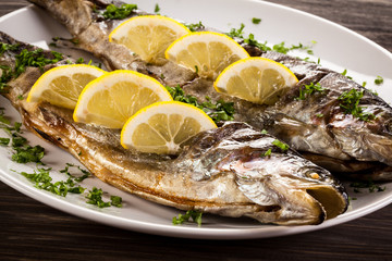 Fish dish - fried fish fillet with vegetables