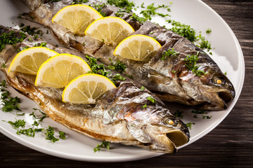Fish dish - fried fish fillet with vegetables