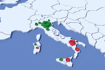 Mappa Europa 3D con indicazione Italia splash