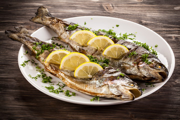 Fish dish - fried fish fillet with vegetables
