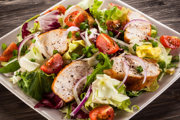 Roast chicken fillet and vegetables