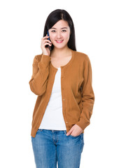 Woman talk to mobile phone