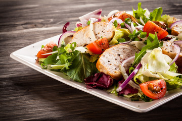 Roast chicken fillet and vegetables