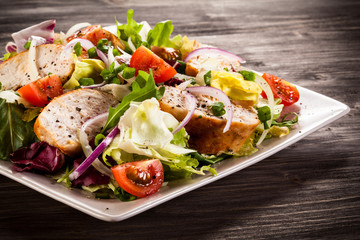 Roast chicken fillet and vegetables