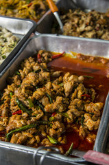 thai food street vendor chicken chili sauce concept