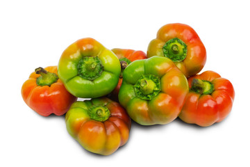 Several peppers isolated on white