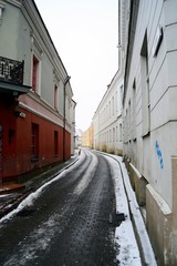 Fototapeta premium Vilnius old city center winter street view